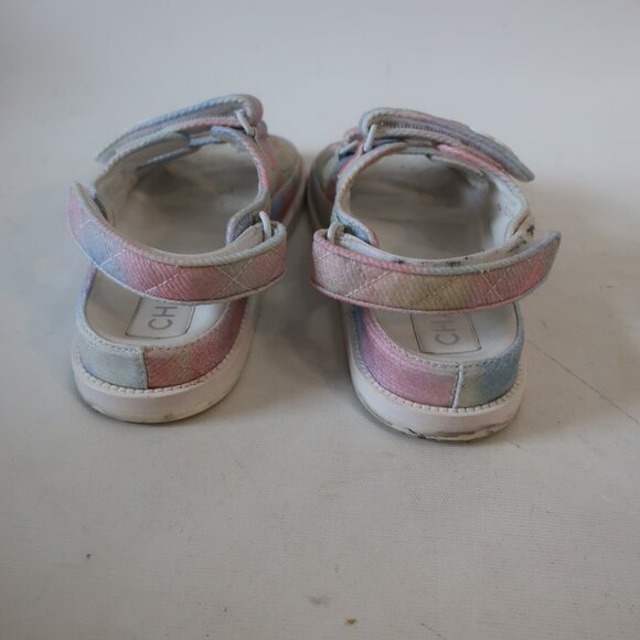 Women Chanel Rainbow Printed Fabric Quilted Interlocked CC Dad Sandals 37 US/6 - Picture 6 of 16